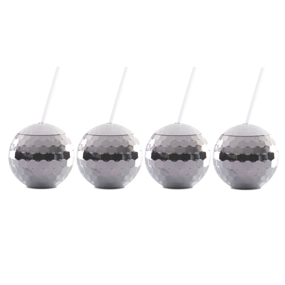 4-Pack Celebration Silver Disco Ball Cups