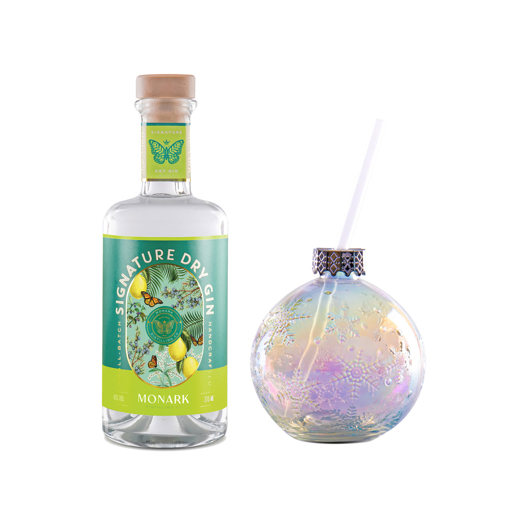 Signature Dry Gin 375ml & Bauble Iridescent Glass