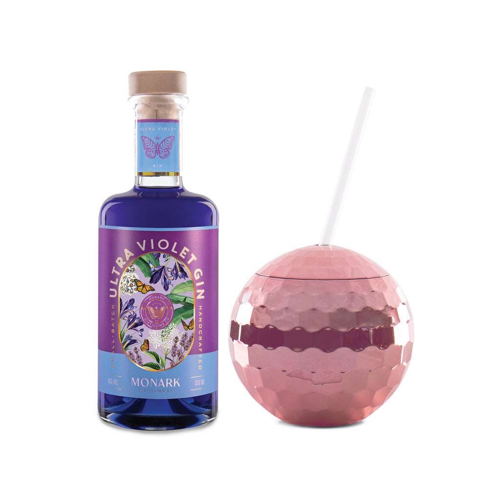 Ultra Violet Gin 375ml & Celebration Pink Disco Ball Cup